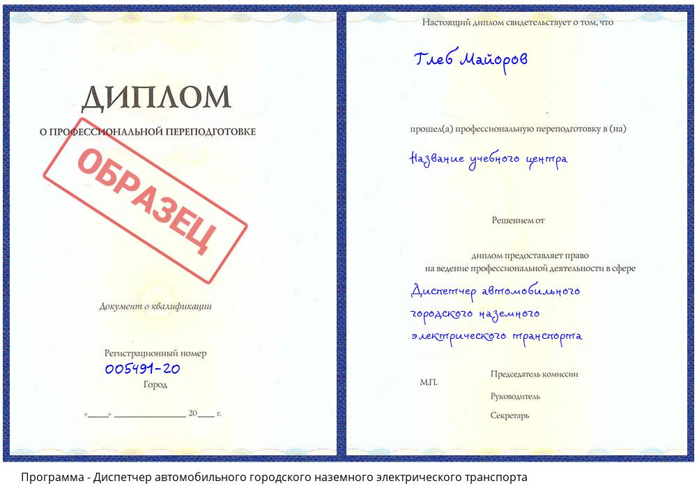 Диспетчер автомобильного городского наземного электрического транспорта Невинномысск