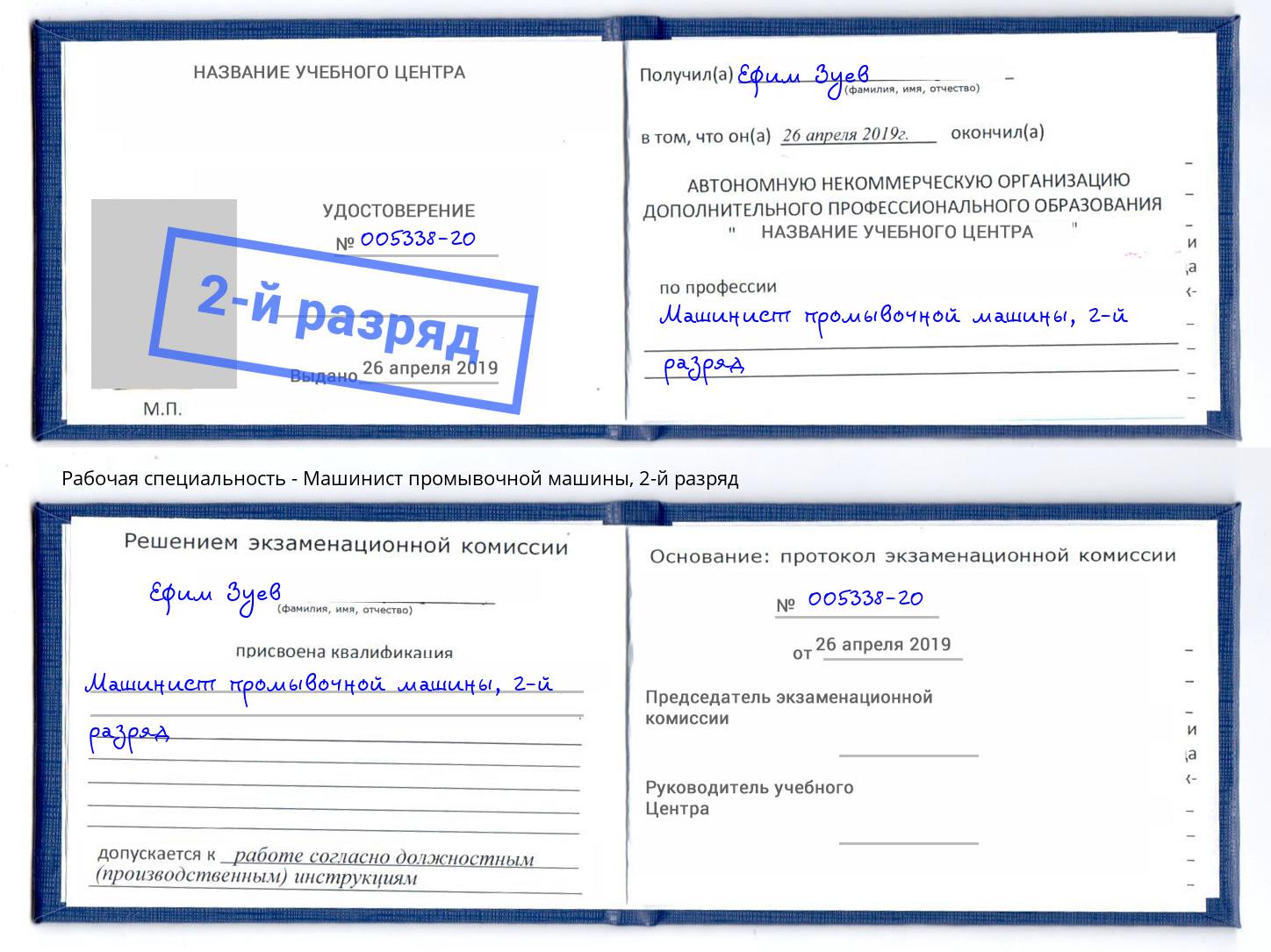 корочка 2-й разряд Машинист промывочной машины Невинномысск